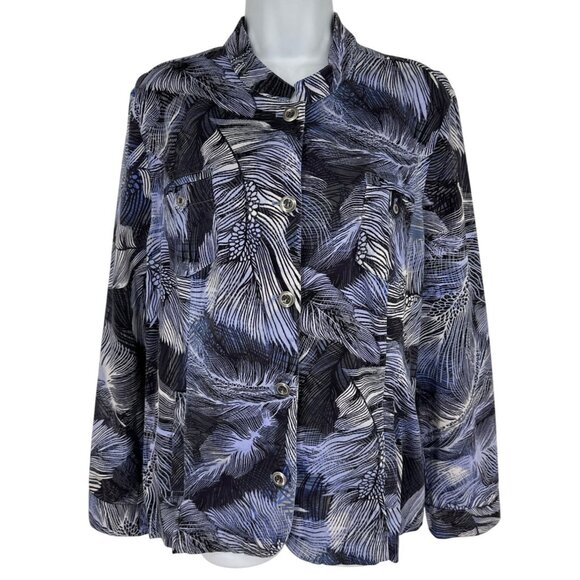 Chico's Long Sleeve Mandarin Collar Button Front Jacket Women's Size 3 US XL - Picture 1 of 11